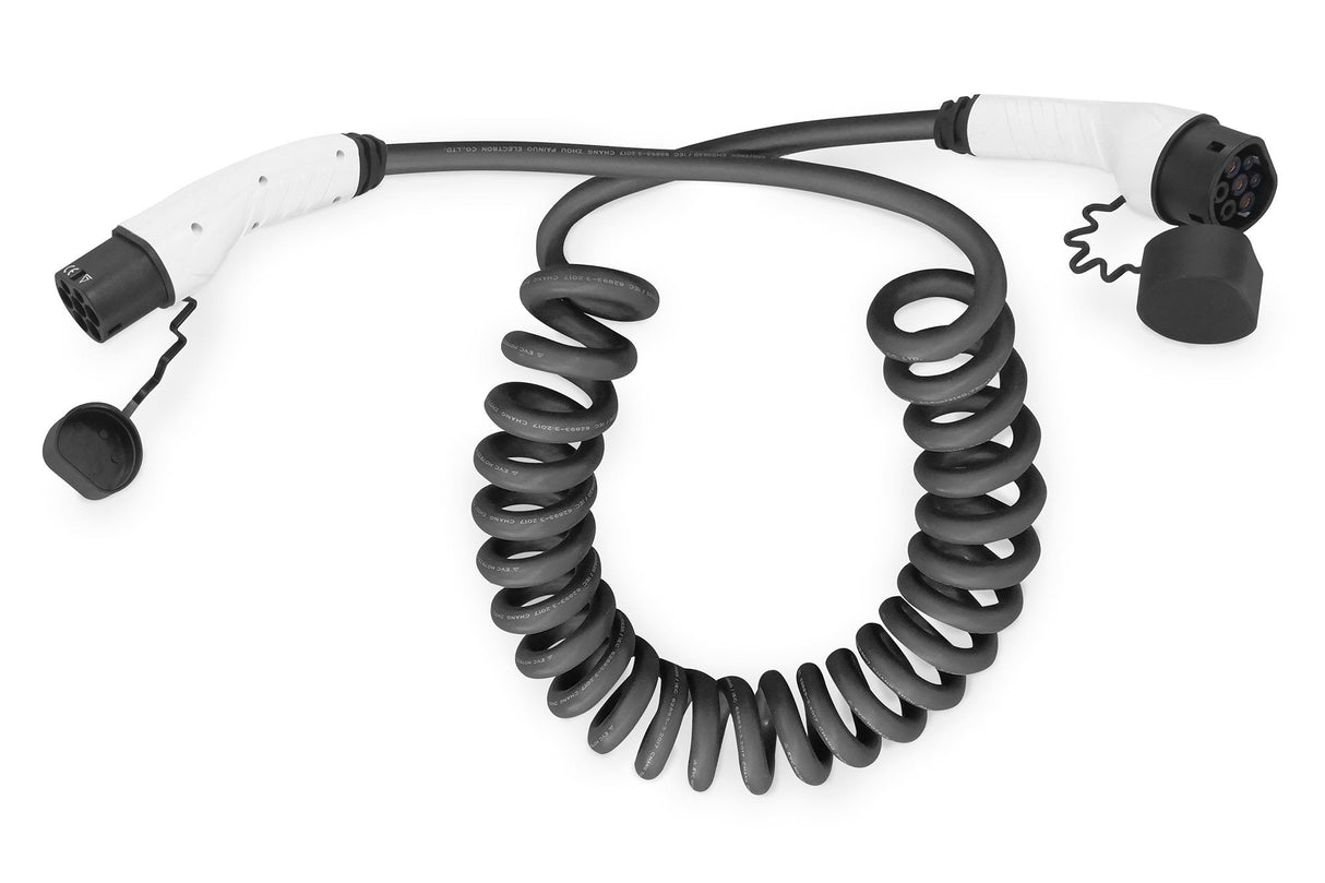 Cable De Carga Para Coche Digitus En Espiral, 10 M, Tipo 2 A Tipo 2