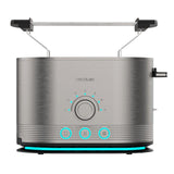 Tostadora Cecotec Vertical De Acero Con Doble Ranura Corta Shine&Toast Double. 850w, Capacidad Para 2 Tostadas, Ranuras Anchas De 3,8cm, Anillo Luminoso, 7 Niveles De Tostado, Varillas Superiores