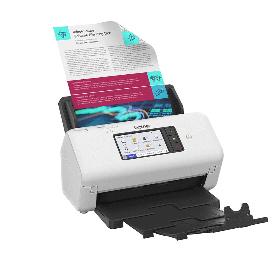 Brother Ads-4700w Document Scanner Dual Cis Duplex A4 600x600dpi 40ppm Mono 40ppm Colour Adf 6000scans D Usb 3.0 Lan Wi-Fi