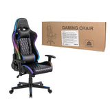 Gaming Chair, W Lumbar Support, Rgb Lights, Negro Azul