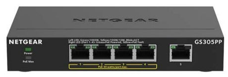 EAN 606449142433 - NETGEAR GS305PP No administrado Gigabit Ethernet (10/100/1000) Energía sobre Ethernet (PoE) Negro imagen 2