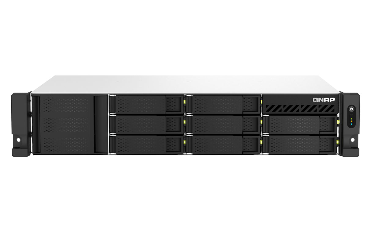 EAN 4711103081082 - QNAP TS-873AeU-RP NAS Bastidor (2U) Ryzen Embedded V1500B 4 GB DDR4 0 TB QuTS hero Negro imagen 1