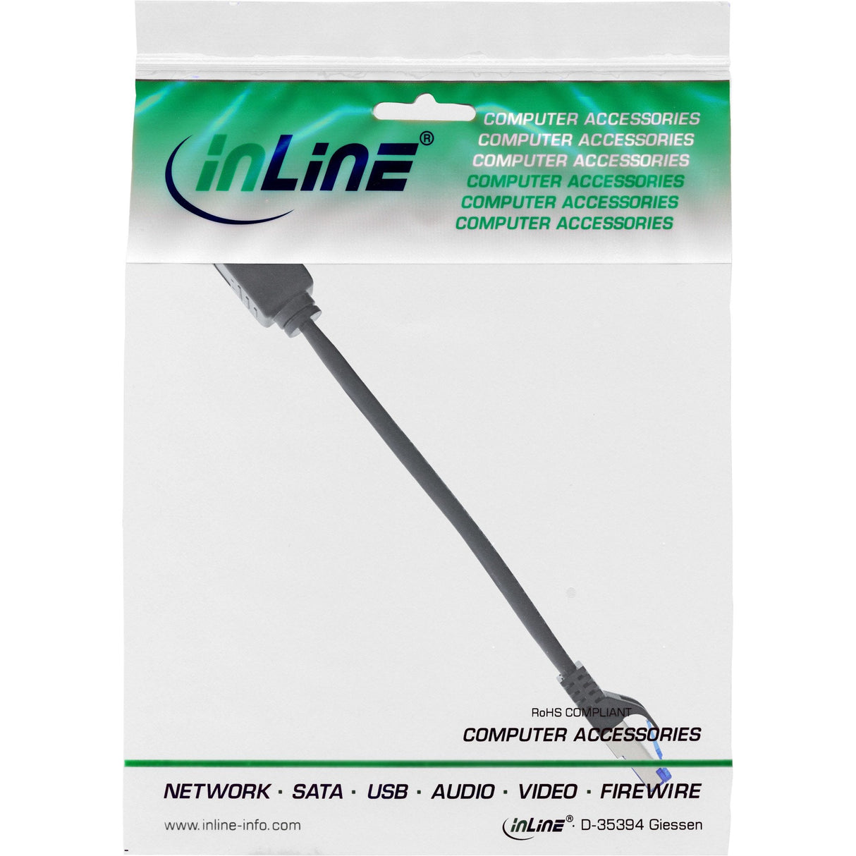 Extensión De Cable De Red  Inline, Protector Rj45, S/Ftp (Pimf), Cat.6a, Libre De Halógenos, Cobre, Negro, 0,2 M