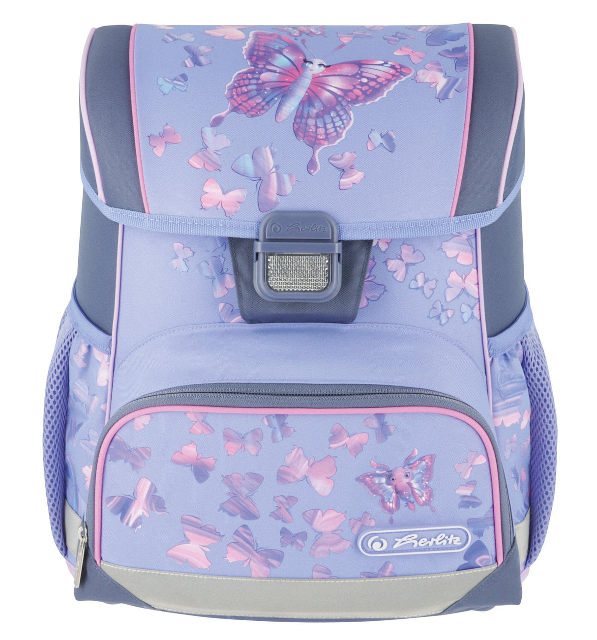 Herlitz Loop Plus Butterfly Paradise Juego De Mochila Escolar Chica Poliéster Lila, Rosa