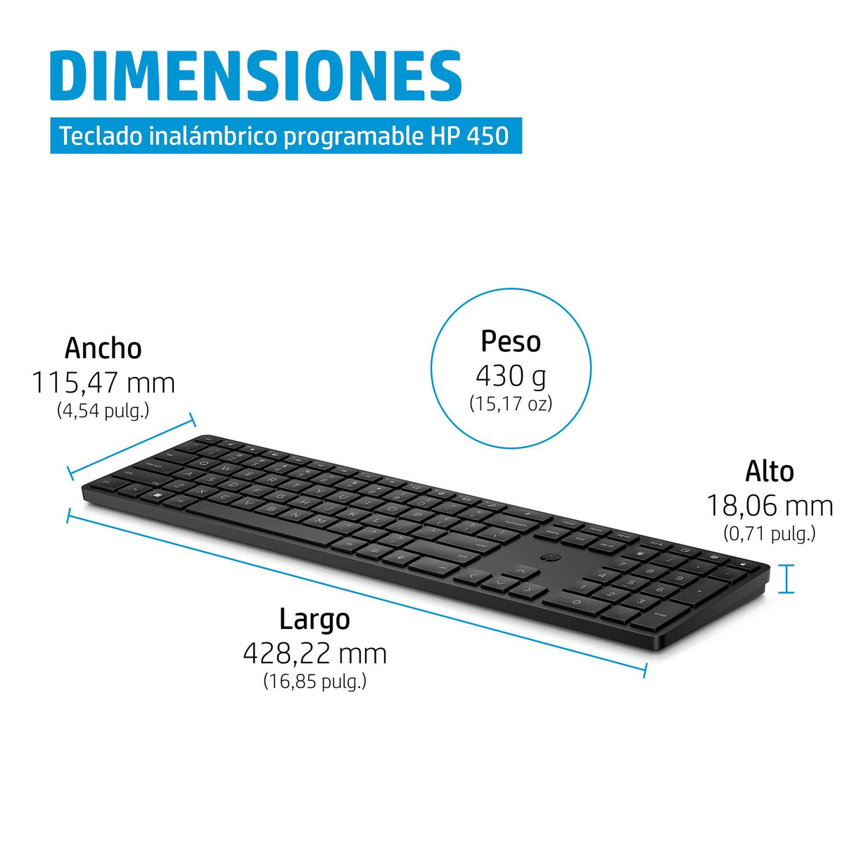 EAN 0196188162309 - HP 450 BLK Programmable Wireless Keyboard teclado RF inalámbrica + USB Negro imagen 4