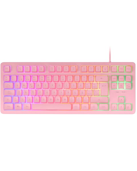 Teclado Español Hibrido Mecanico F-Rgb Mk023es Rosa Mars Gaming Teclas H-Mech/ Compacto/ Iluminación Frgb