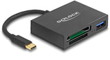 Delock 91711 Lector De Tarjetas Usb-C Para Tarjetas De Memoria Xqd Y Sd + Puerto Usb 5 Gbps Tipo-A