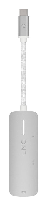 Adaptador 3 Puertos Usb-C Gris Linq Usb-C/ 1xusb3.2, 1xhdmi, 1xusb-C Pd Hasta 140w