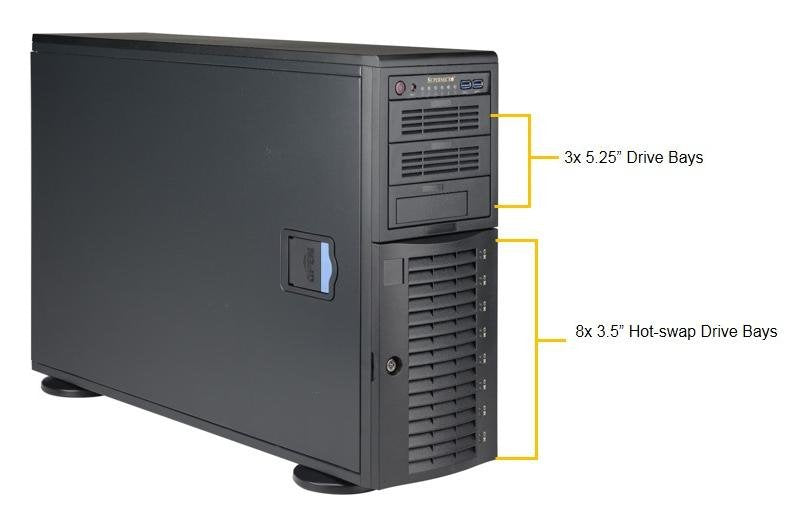 Barebone Server 4 U Tower Dual 3647 8 Hot-Swap 3.5" 1200w Redundant Platino Superworkstation 7049a-T