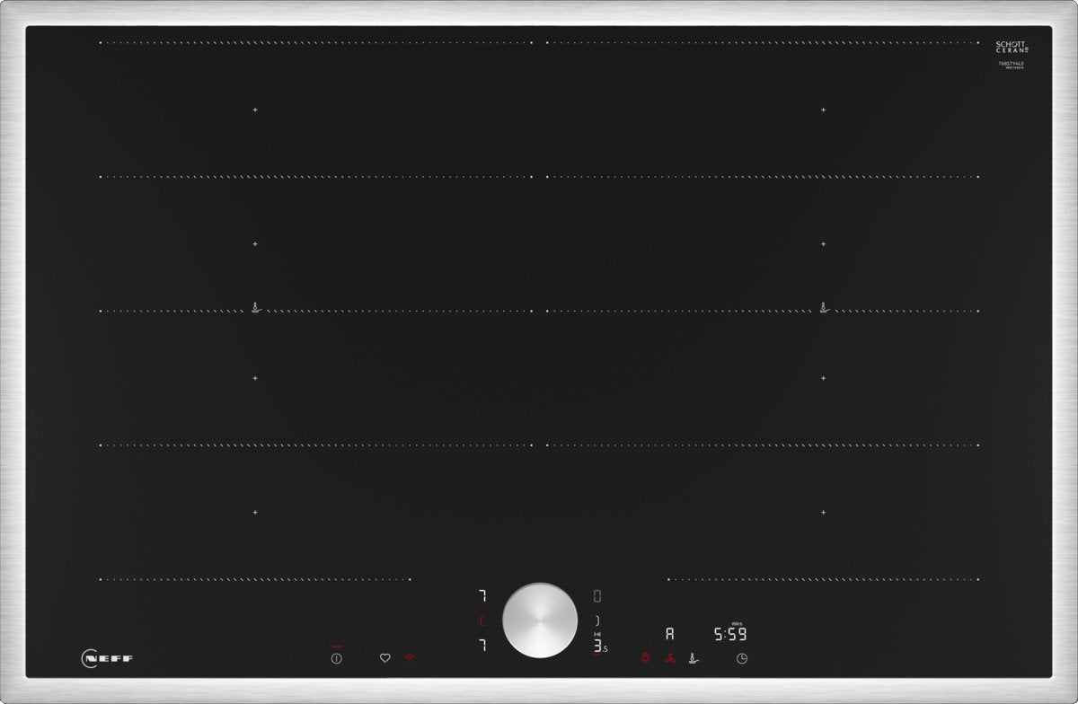 Neff T68sty4l0 N 90, Placa De Cocina Independiente Negra/Acero Inoxidable, 80 Cm T68sty4l0