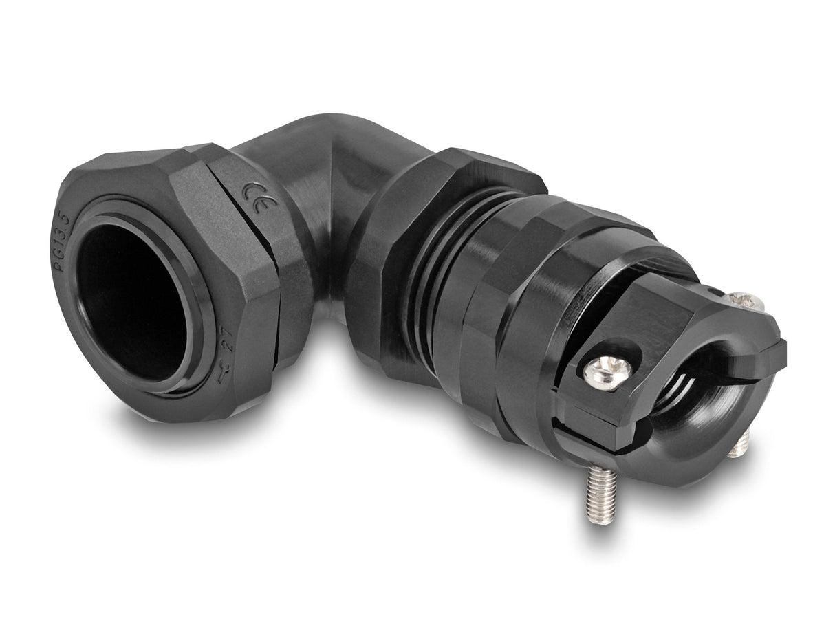 Delock 60595 Prensaestopas Con Alivio De Tensión Y Protección Contra La Flexión Ángulo De 90 ° Pg13,5 Negro