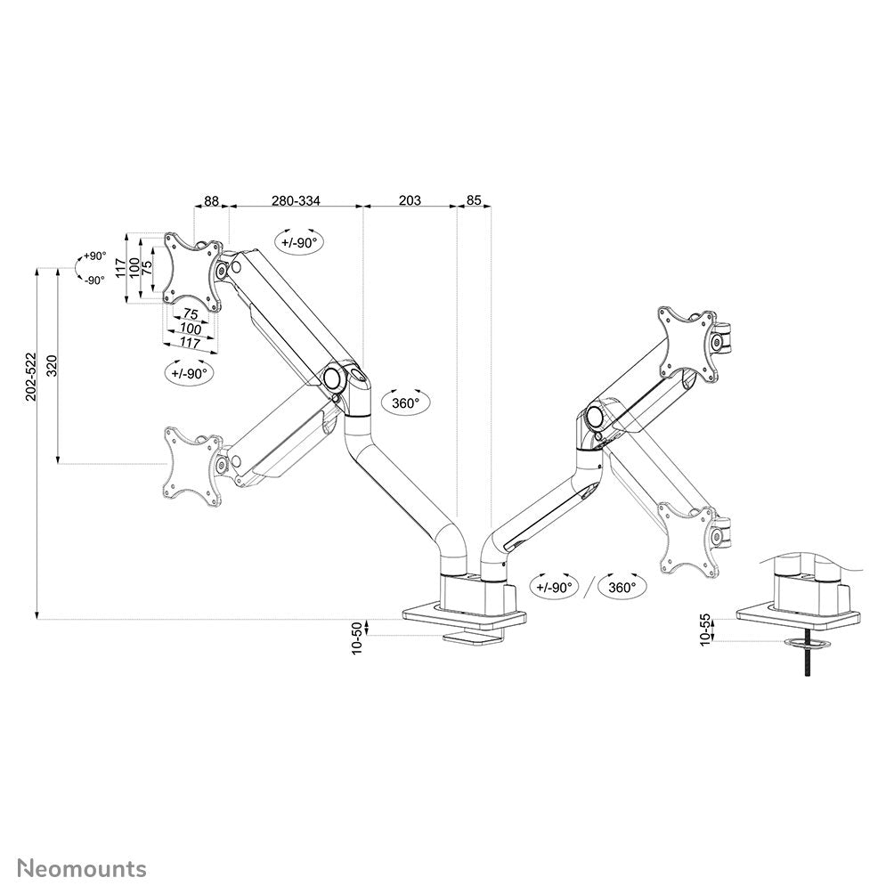 Neomounts  Soporte Dual 100x100 -15kg 17-35'' Blanco
