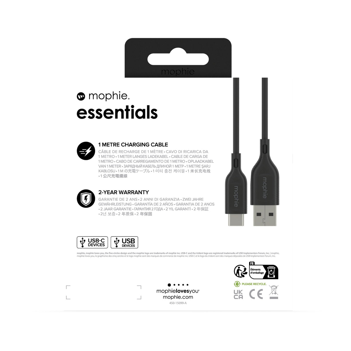 Zagg Mophie Essentials Black Cable Usb-A (M) A Usb-C (M) 1m