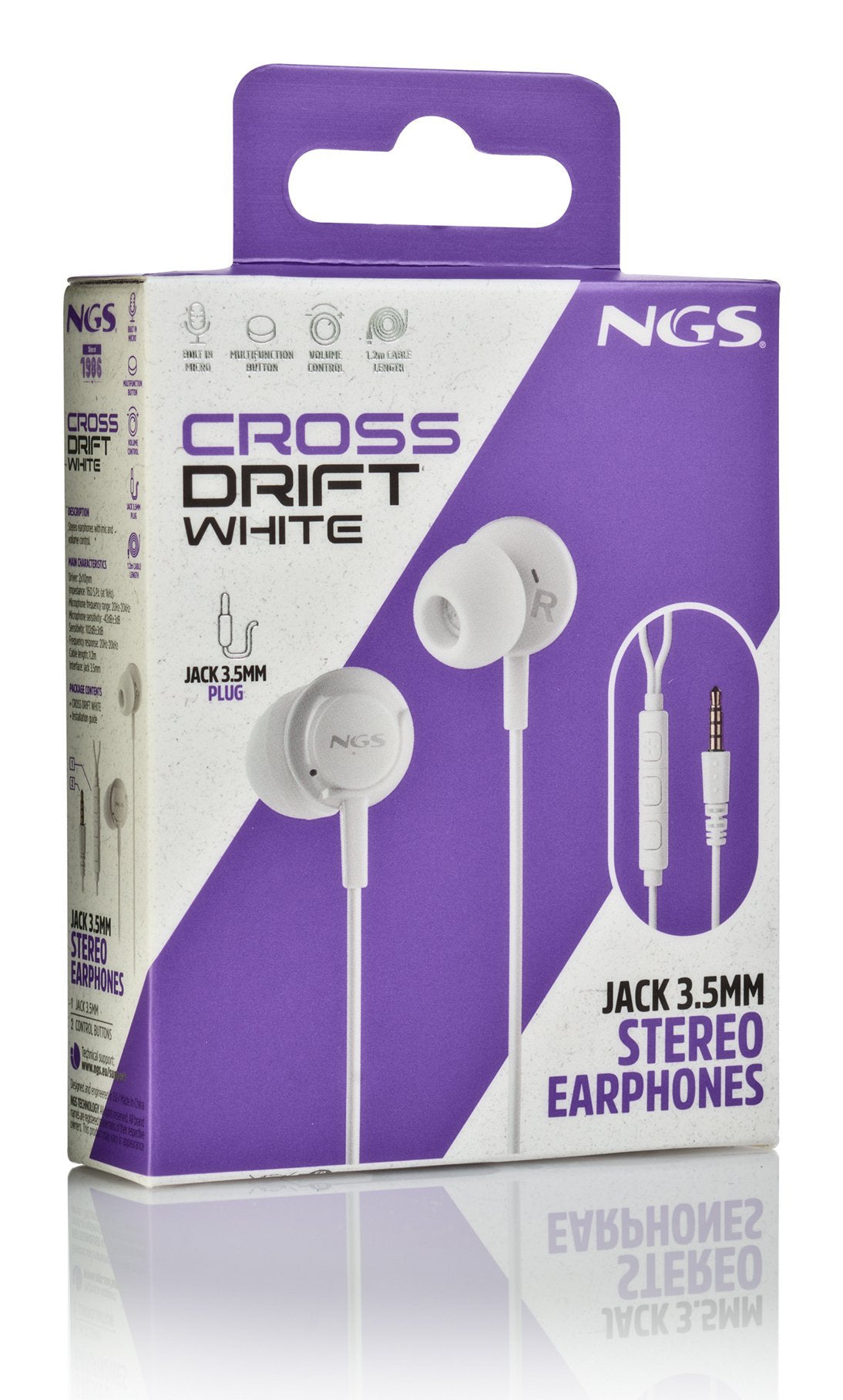 Auriculares Intrauditivos Ngs Cross Drift Con Micrófono Jack 3.5 Blancos