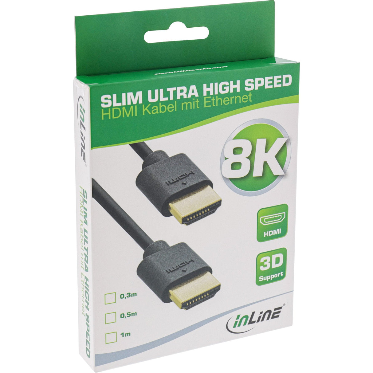 Inline Cable Slim Ultra High Speed Hdmi M/M 8k4k Negro 0,3 M