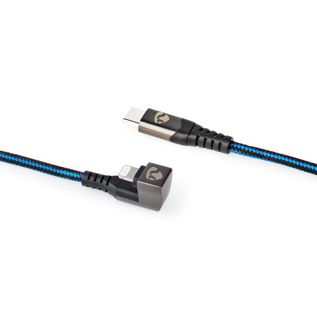 Nedis Usb-Kabel Usb 2.0  Apple Lightning 8-Pin  Usb-C Stecker  60 W  480 Mbps  Vernickelt  1.00 M  Rund  Geflochten / Nylon  Blau / Schwarz