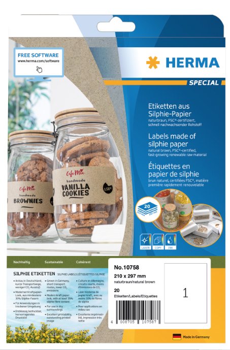 EAN 4008705107587 - HERMA 10758 etiqueta autoadhesiva Rectángulo Permanente Marrón 20 pieza(s) imagen 1