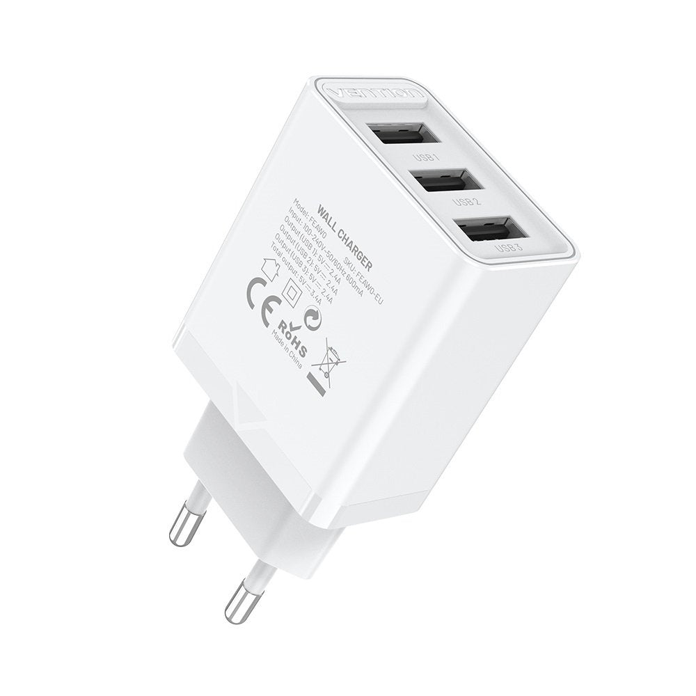EAN 6922794761582 - Vention FEAW0-EU cargador de dispositivo móvil Smartphone Blanco Corriente alterna Interior imagen 1