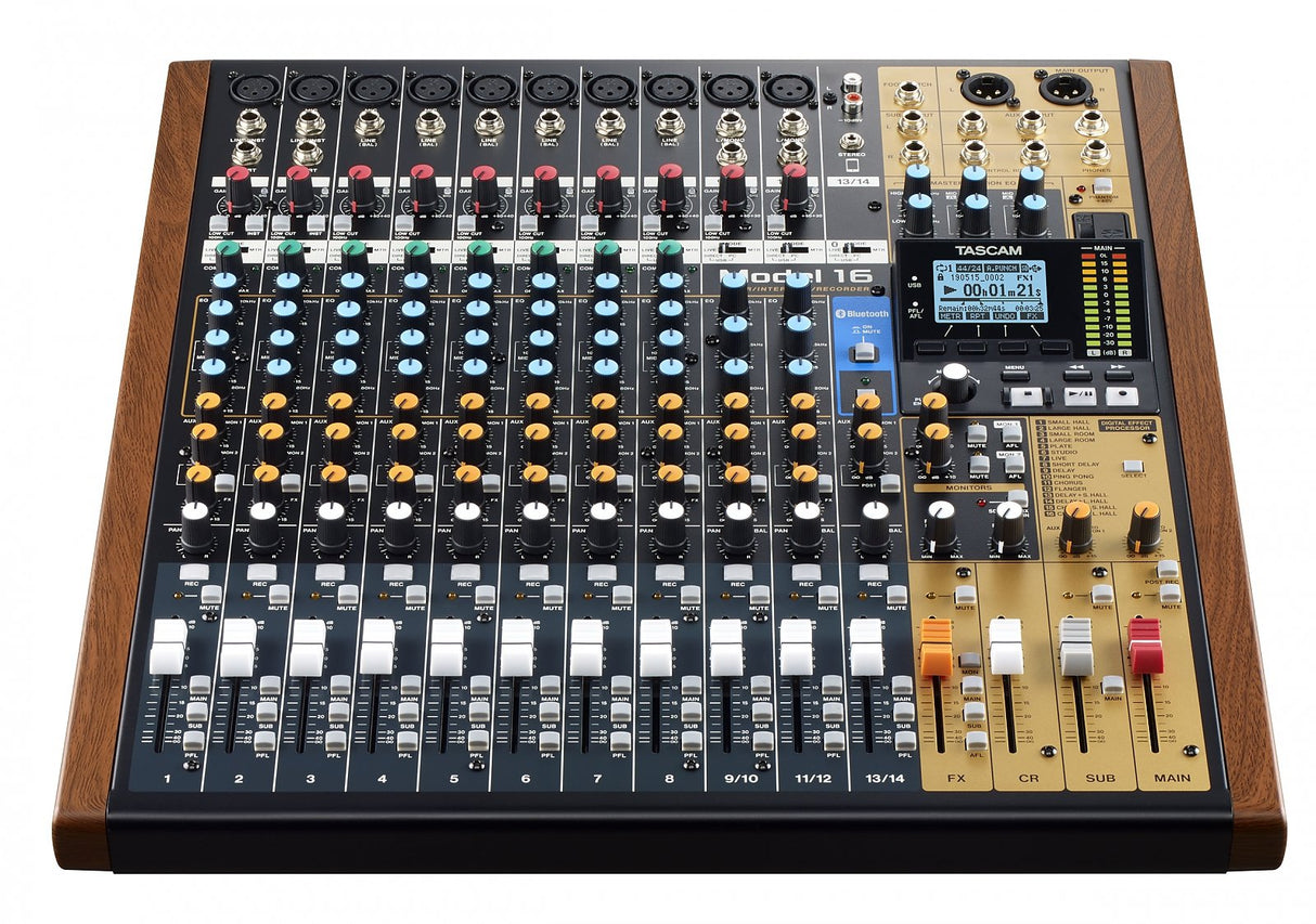 Tascam Model 16 Mezclador Dj 16 Canales 20 - 30000 Hz Negro, Oro, Madera