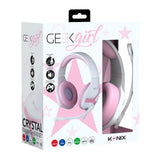 Auriculares Gaming Con Micrófono Konix Geek Girl Crystal   Jack 3.5  Blancos Y Rosas