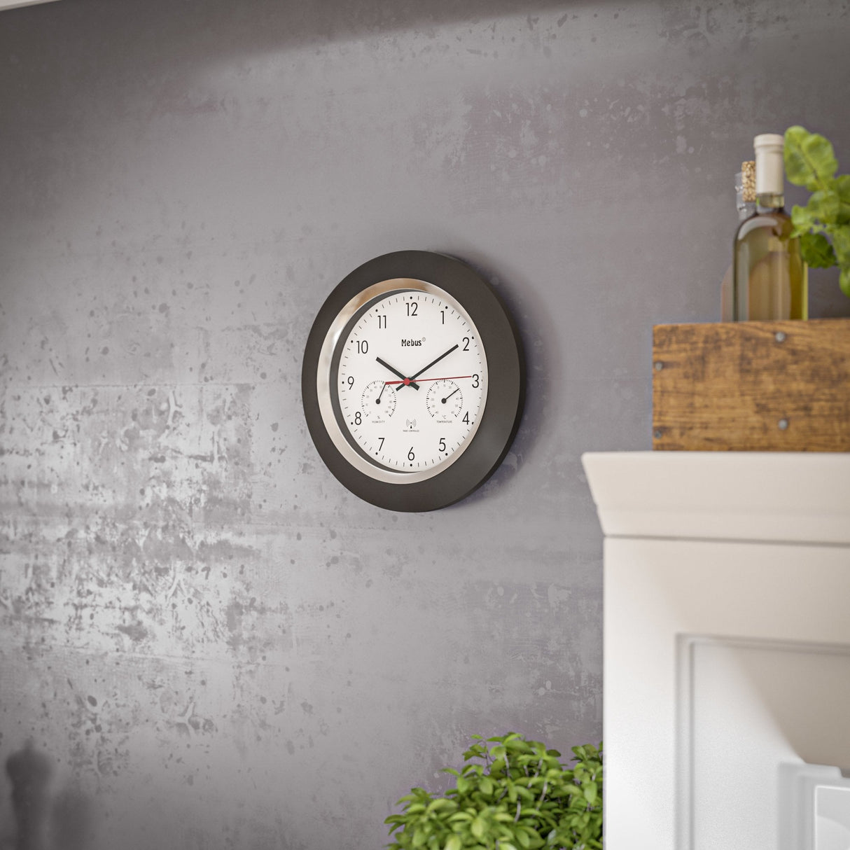 Relojes De Pared  Mebus 19453 Funk-Wanduhr Mit Thermo-/Hygrome