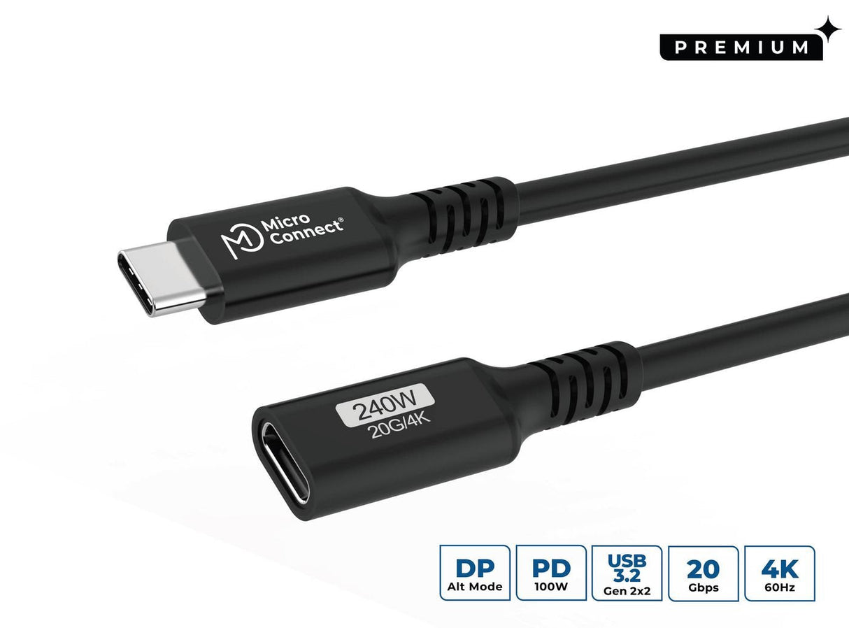 Cable Premium Usb-C Extender  0.15m 20gbps, 240w, Usb 3.2