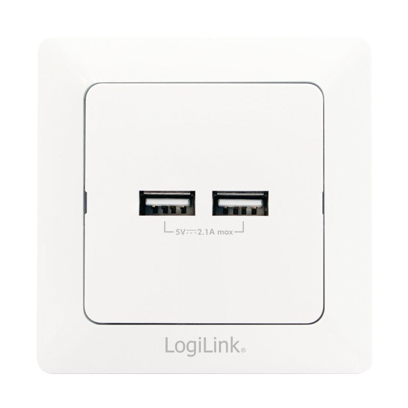 Logilink Pa0163 Toma De Pared Con 2x Puerto Usb Blanco