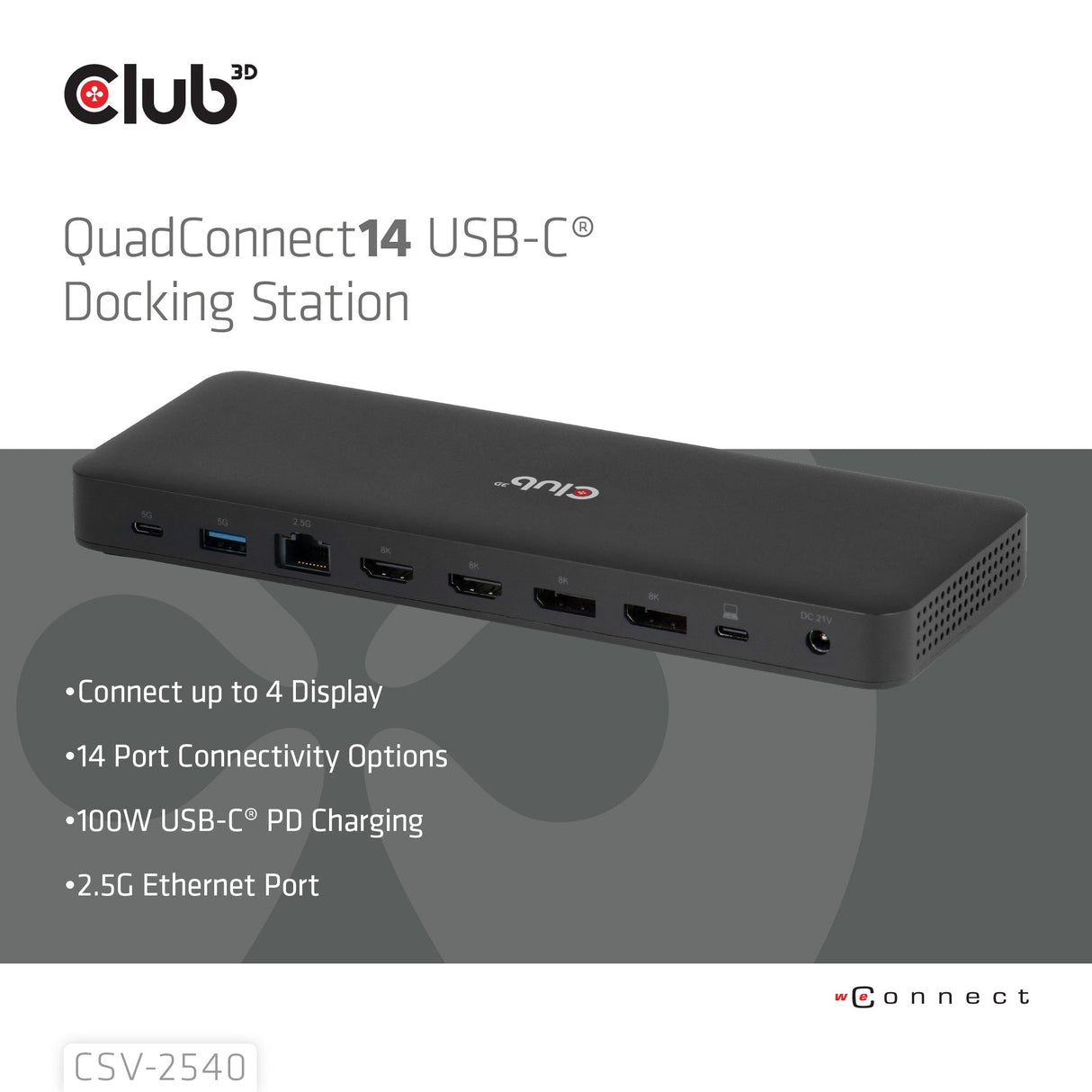 EAN 8719214473501 - CLUB3D CSV-2540 base para portátil y replicador de puertos Acoplamiento USB 3.2 Gen 1 (3.1 Gen 1) Type-C  imagen 4