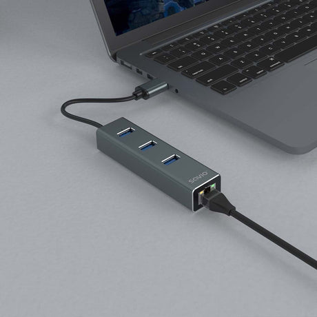 EAN 5901986047773 - Savio AK-57 USB-A - 3 x USB-A HUB with RJ-45 Gigabit Ethernet adapter 5000 Mbit/s grey USB 3.2 Gen 1 (3.1 imagen 5