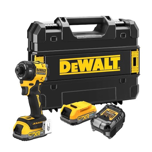 Llave De Impacto Hidráulica Inalámbrica Dewalt Dcf870e2t, 1/4", 18 Voltios Amarillo/Negro, 2 Baterías Powerstack Li-Ion 1,7 Ah, En Caja T Stak Dcf870e2t-Qw