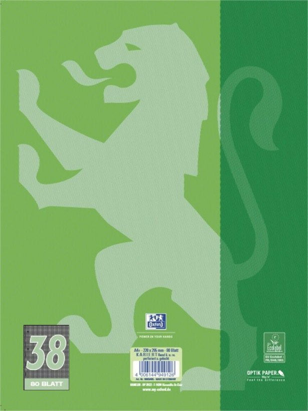 Oxford 100050405 - Cuaderno Para Zurdos (Línea 38, A4+, 80 Hojas, 90 G/M, 4 Orificios)