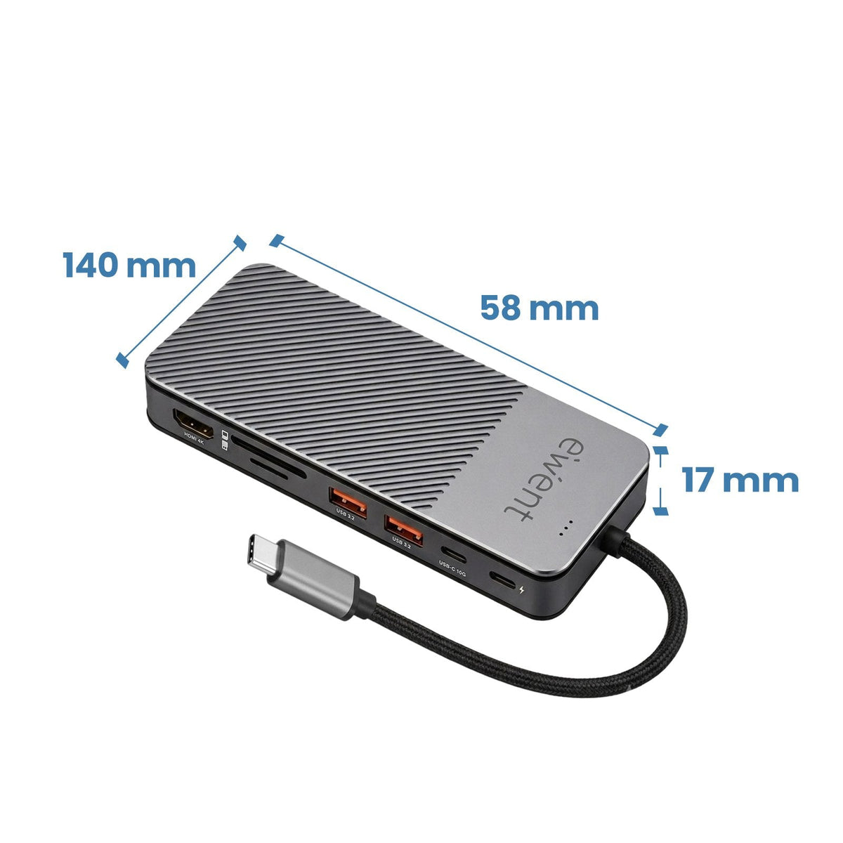 Hub Ewent Ew1156 Usb-C 8en1 + Carcasa Ssd M.2 Nvme 10gbps