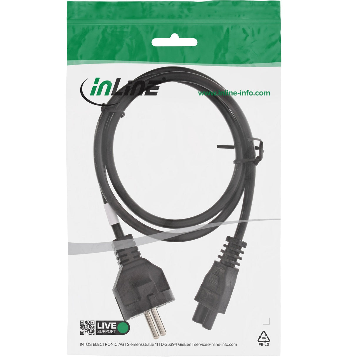 Cable De Alimentación Inline Tipo F A Enchufe De Portátil "Mikey Mouse" Negro 1,8 M