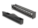 Delock 19 Keystone Patchpanel 24 Port Mit Entlastungsschiene 1 He Gewinkelt Schwarz