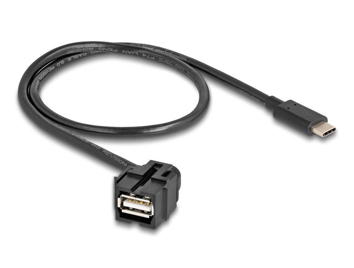 Delock 88056 Módulo Keystone Usb 2.0 A Hembra > Usb Type-C Macho 250° Con Cable 0,5 M