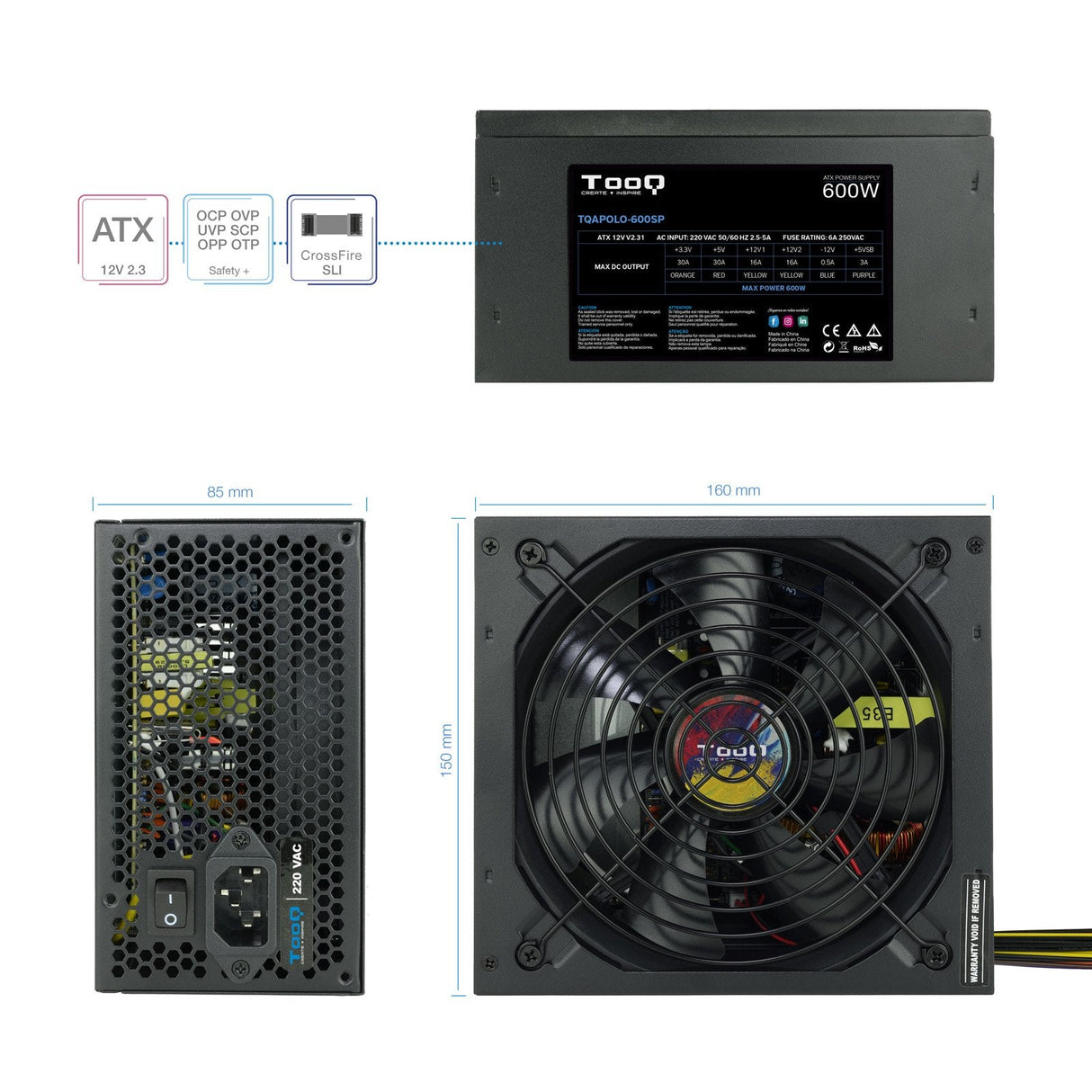 Tooq Fuente De Alimentación Atx 600w Con Pfc Activo