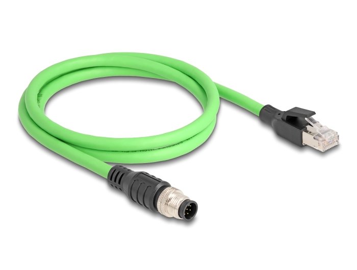 Delock 80421 Cable M12 Codificado A 8 Pin Macho A Rj45 Macho Pur (Tpu) 1 M