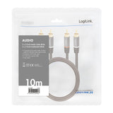 Cable 10,00m  2xrca M 2xrca M Conector Metalico Negro- Rojo Y Blanco Logilink Retail Polybag