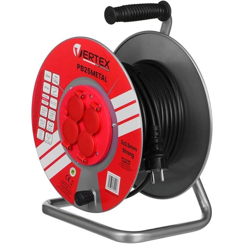 Cable Alargador Vertex Pb25metal 25 M 3x2,5 Mm Negro