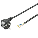 Cable Alimentacion Cee-7/7 90º Schuko A Ext. Pelado 2,00m Negro 10a H05-Vv-F3g  3 X  1 Mm²