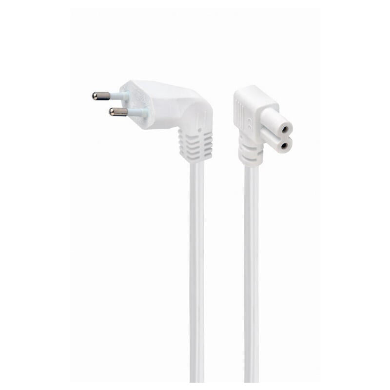 Cable Alimentacion Iec C7 Con Conector En Codo, Homologado Vde  2.5 M Blanco