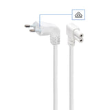 Cable Alimentacion Iec C7 Con Conector En Codo, Homologado Vde  2.5 M Blanco