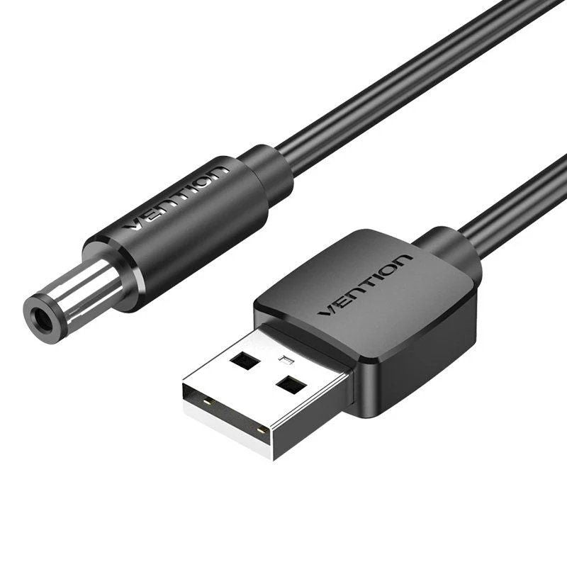 Cable Alimentación Vention Ceybg Usb-A Macho Dc 5.5mm Macho 1.5m Negro