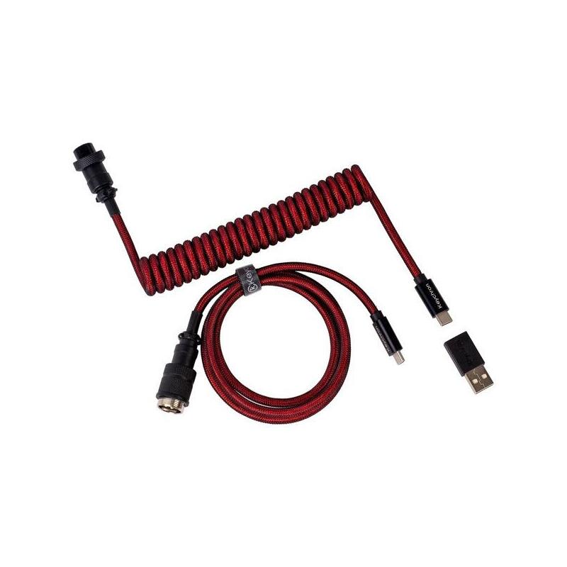 Cable Aviador En Espiral Keychron Usb 3.2 Gen 1 Premium, Usb-C > Usb-C Rojo, 1,08 Metros, Cab-2