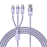 Cable Baseus Starspeed Series Púrpura  Usb 3 En 1 Usb-C/Micro/Lightning