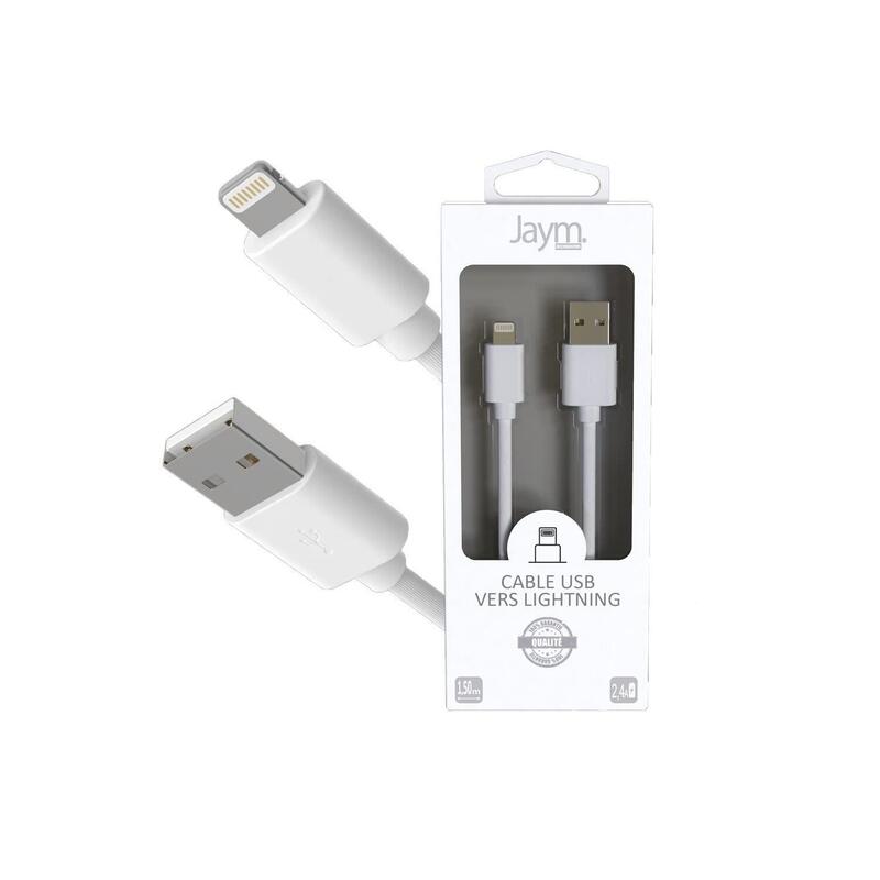 Cable Charge & Synchro Usb-A Vers Lightning - Longitud 1.5m - Blanco - Jaym® Collection Pop