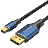 Cable Conversor Displayport 1.4 8k Vention Hcflg Displayport Macho Mini Displayport Macho 2m Negro Y Azul