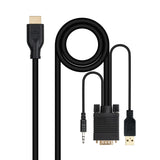 Cable Conversor Nanocable 10.15.4612 Hdmi Macho Vga Macho Jack 3.5 Macho Usb Macho 1.8m Negro