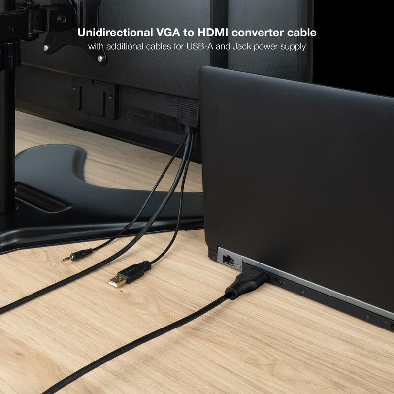 Cable Conversor Nanocable 10.15.4612 Hdmi Macho Vga Macho Jack 3.5 Macho Usb Macho 1.8m Negro
