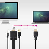 Cable Conversor Nanocable 10.15.4612 Hdmi Macho Vga Macho Jack 3.5 Macho Usb Macho 1.8m Negro